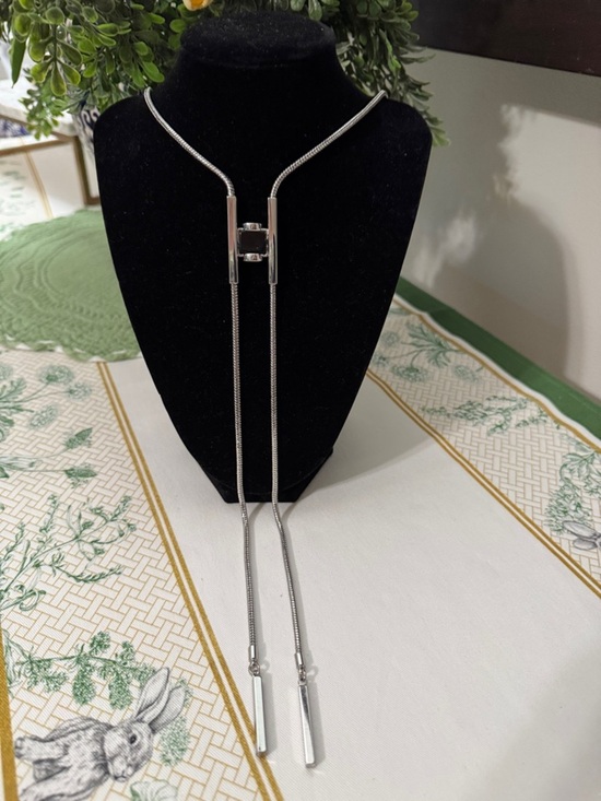 White House Black Market Jewelry - White House Black MarkeElegant Silver Lariat Necklace - Sleek Modern Drop Design